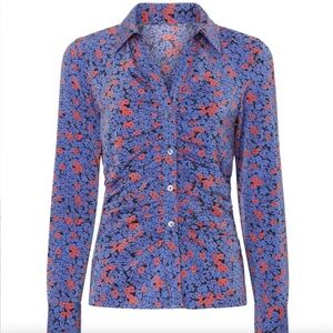 Rails Purple Lisa floral ruched button up blouse top Small Business Career